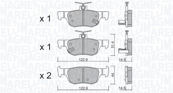 Jogo de 4 pastilhas de travão MAGNETI MARELLI ref. 363916061255