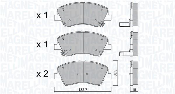 Jogo de 4 pastilhas de travão MAGNETI MARELLI ref. 363916061299