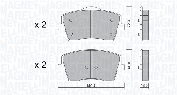 Jogo de 4 pastilhas de travão MAGNETI MARELLI ref. 363916061320