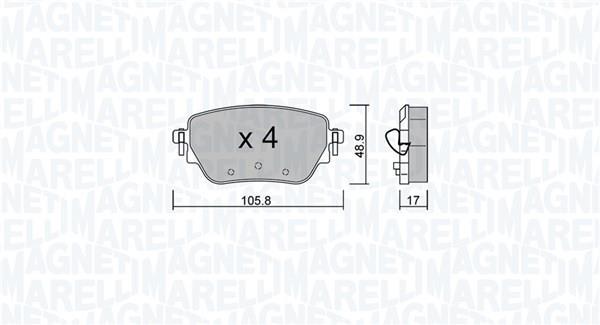 Jogo de 4 pastilhas de travão MAGNETI MARELLI ref. 363916061333