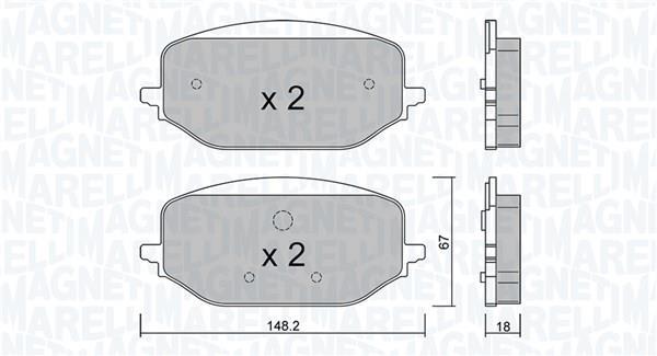 Jogo de 4 pastilhas de travão MAGNETI MARELLI ref. 363916061339