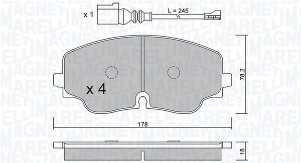 Jogo de 4 pastilhas de travão MAGNETI MARELLI ref. 363916061396