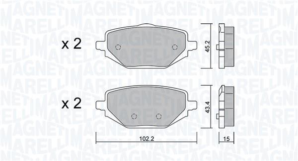 Jogo de 4 pastilhas de travão MAGNETI MARELLI ref. 363916061397