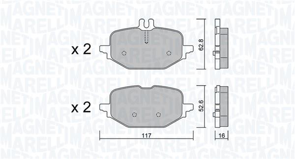 Jogo de 4 pastilhas de travão MAGNETI MARELLI ref. 363916061404