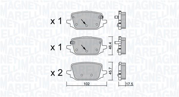 Jogo de 4 pastilhas de travão MAGNETI MARELLI ref. 363916061407
