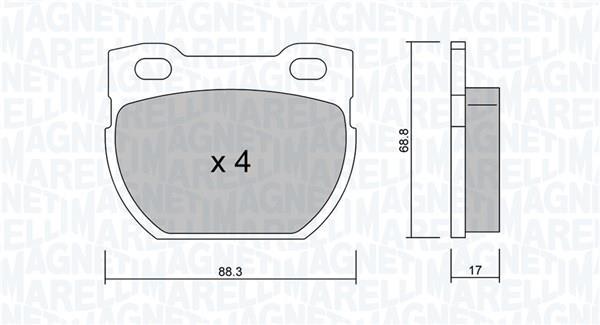 Jogo de 4 pastilhas de travão MAGNETI MARELLI ref. 363916061418