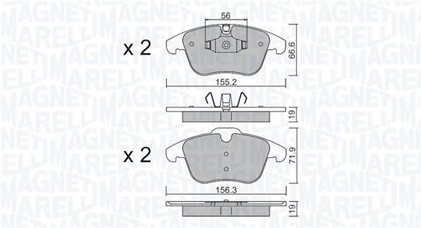 Jogo de 4 pastilhas de travão MAGNETI MARELLI ref. 363916061424
