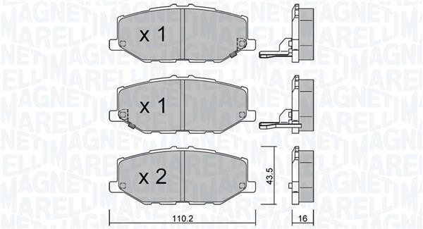 Jogo de 4 pastilhas de travão MAGNETI MARELLI ref. 363916061452