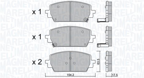 Jeu de 4 plaquettes de frein MAGNETI MARELLI ref. 363916061465