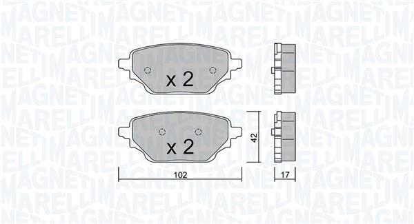 Jeu de 4 plaquettes de frein MAGNETI MARELLI 363916061468