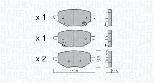 Jogo de 4 pastilhas de travão MAGNETI MARELLI ref. 363916061473