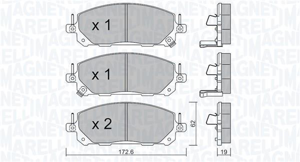 Jogo de 4 pastilhas de travão MAGNETI MARELLI 363916061475