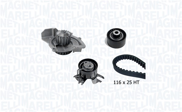 Pompe à eau + kit de courroie de distribution (Kit courroie de distribution) MAGNETI MARELLI 341406770001
