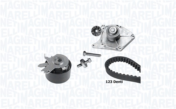 Pompe à eau + kit de courroie de distribution (Kit courroie de distribution) MAGNETI MARELLI 341406780001