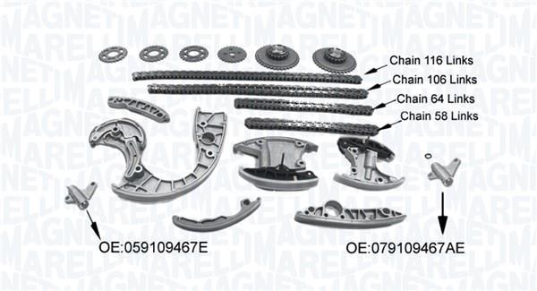 Jeu de distribution à chaînes (Kit chaîne de distribution) MAGNETI MARELLI ref. 341500001580