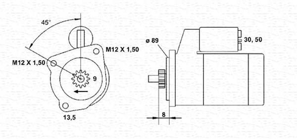 Démarreur MAGNETI MARELLI ref. 943241016010