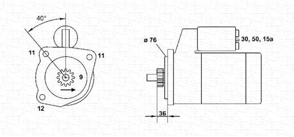 Motor de arranque (Arrancador) MAGNETI MARELLI ref. 943251663010