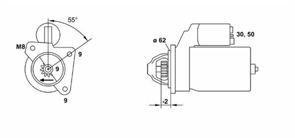 Démarreur MAGNETI MARELLI ref. 943254018010