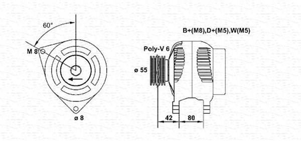Alternateur MAGNETI MARELLI ref. 943356557010