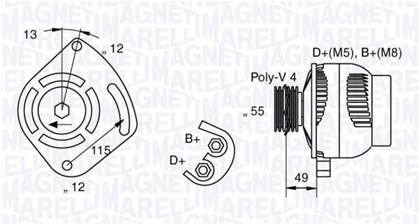Alternateur MAGNETI MARELLI ref. 063321715010