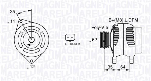 Alternateur MAGNETI MARELLI ref. 063377015010