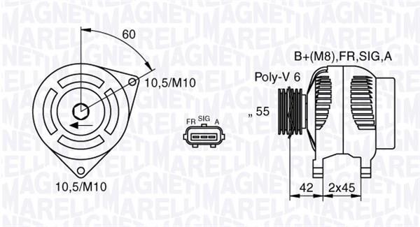 Alternateur MAGNETI MARELLI ref. 063377416010