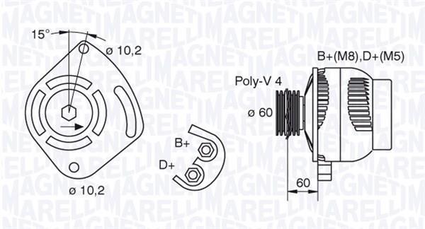 Alternateur MAGNETI MARELLI ref. 063321605010