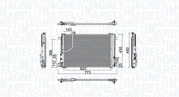 Condenseur, climatisation (Radiateur de climatisation) MAGNETI MARELLI ref. 350203755000