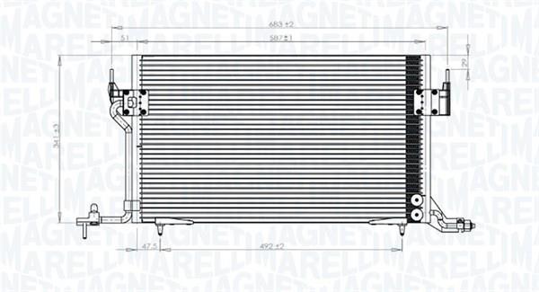 Condenseur, climatisation (Radiateur de climatisation) MAGNETI MARELLI ref. 350203838000