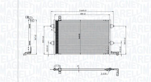 Condenseur, climatisation (Radiateur de climatisation) MAGNETI MARELLI 350203840000