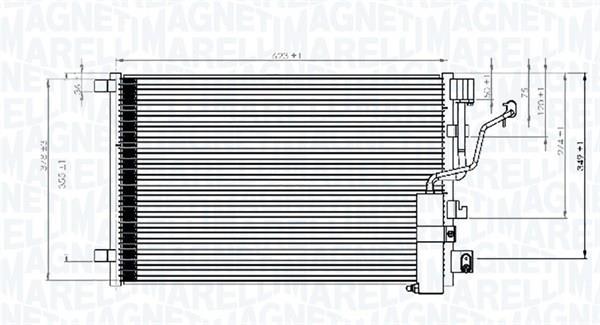 Condenseur, climatisation (Radiateur de climatisation) MAGNETI MARELLI ref. 350203841000