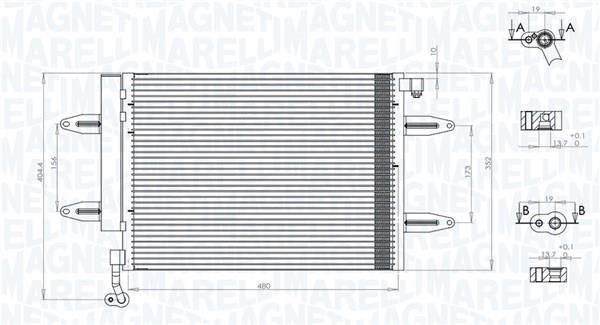 Condenseur, climatisation (Radiateur de climatisation) MAGNETI MARELLI ref. 350203911000