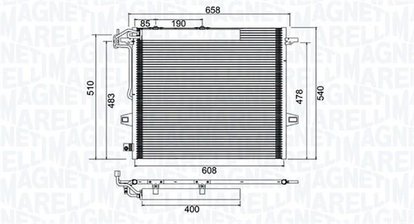 Condenseur, climatisation (Radiateur de climatisation) MAGNETI MARELLI 350203947000