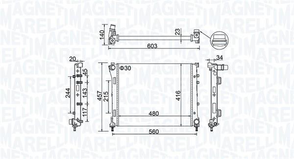 Radiateur moteur (Radiateur de refroidissement) MAGNETI MARELLI ref. 350213151100