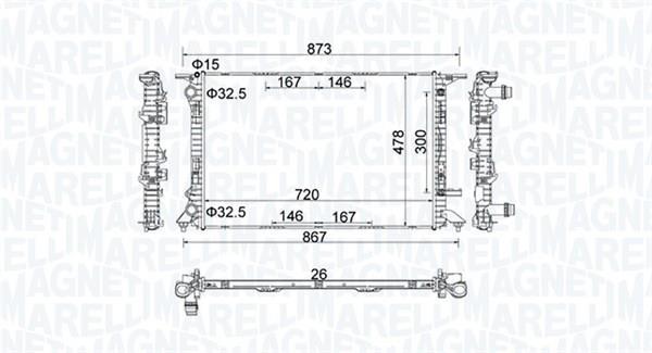 Radiador motor MAGNETI MARELLI ref. 350213152100