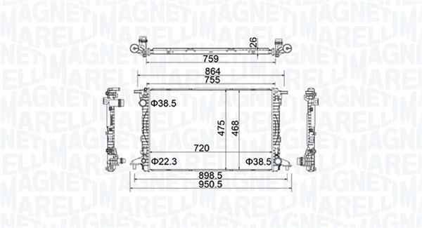 Radiateur moteur (Radiateur de refroidissement) MAGNETI MARELLI ref. 350213154900