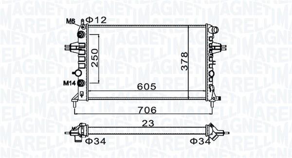 Radiador motor MAGNETI MARELLI ref. 350213158200