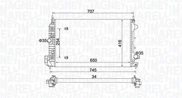 Radiateur moteur (Radiateur de refroidissement) MAGNETI MARELLI ref. 350213162500