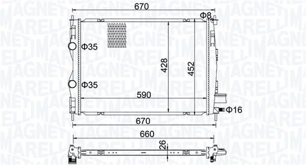 Radiateur moteur (Radiateur de refroidissement) MAGNETI MARELLI ref. 350213162600