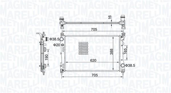 Radiateur moteur (Radiateur de refroidissement) MAGNETI MARELLI ref. 350213163100