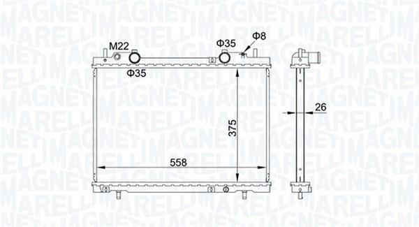 Radiateur moteur (Radiateur de refroidissement) MAGNETI MARELLI ref. 350213163900