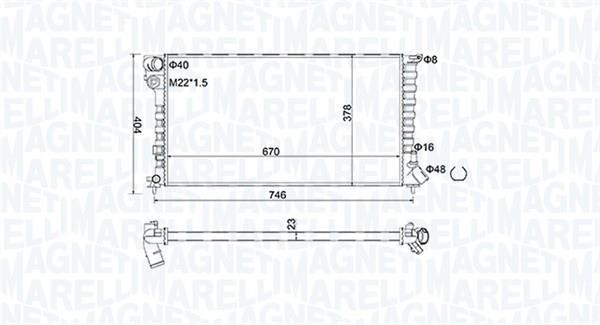 Radiateur moteur (Radiateur de refroidissement) MAGNETI MARELLI ref. 350213186600