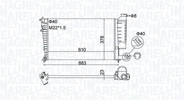 Radiateur moteur (Radiateur de refroidissement) MAGNETI MARELLI ref. 350213189500