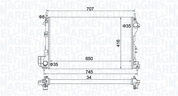 Radiateur moteur (Radiateur de refroidissement) MAGNETI MARELLI ref. 350213195700