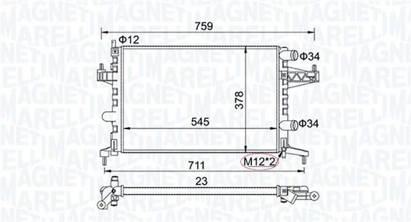 Radiateur moteur (Radiateur de refroidissement) MAGNETI MARELLI ref. 350213829000