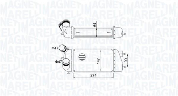 Intercooler, échangeur (Refroidisseur d'air) MAGNETI MARELLI ref. 351319205240
