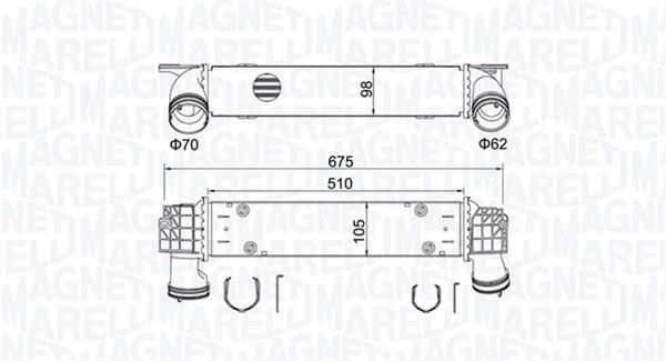 Intercooler, échangeur (Refroidisseur d'air) MAGNETI MARELLI ref. 351319205460