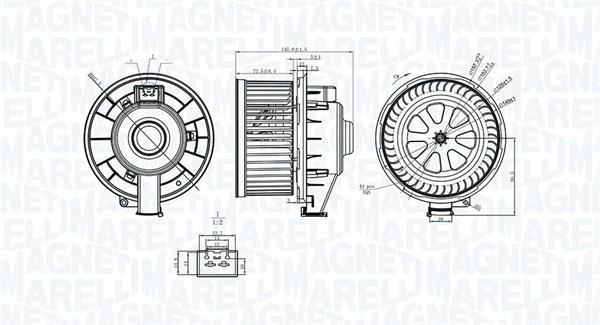 Motor elétrico ventilador de habitáculo MAGNETI MARELLI ref. 069412253010