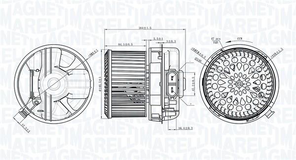 Moteur électrique, pulseur d'air habitacle MAGNETI MARELLI ref. 069412272010
