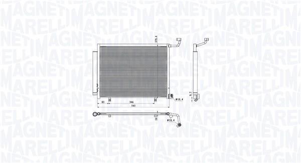 Condenseur, climatisation (Radiateur de climatisation) MAGNETI MARELLI ref. 350203105000